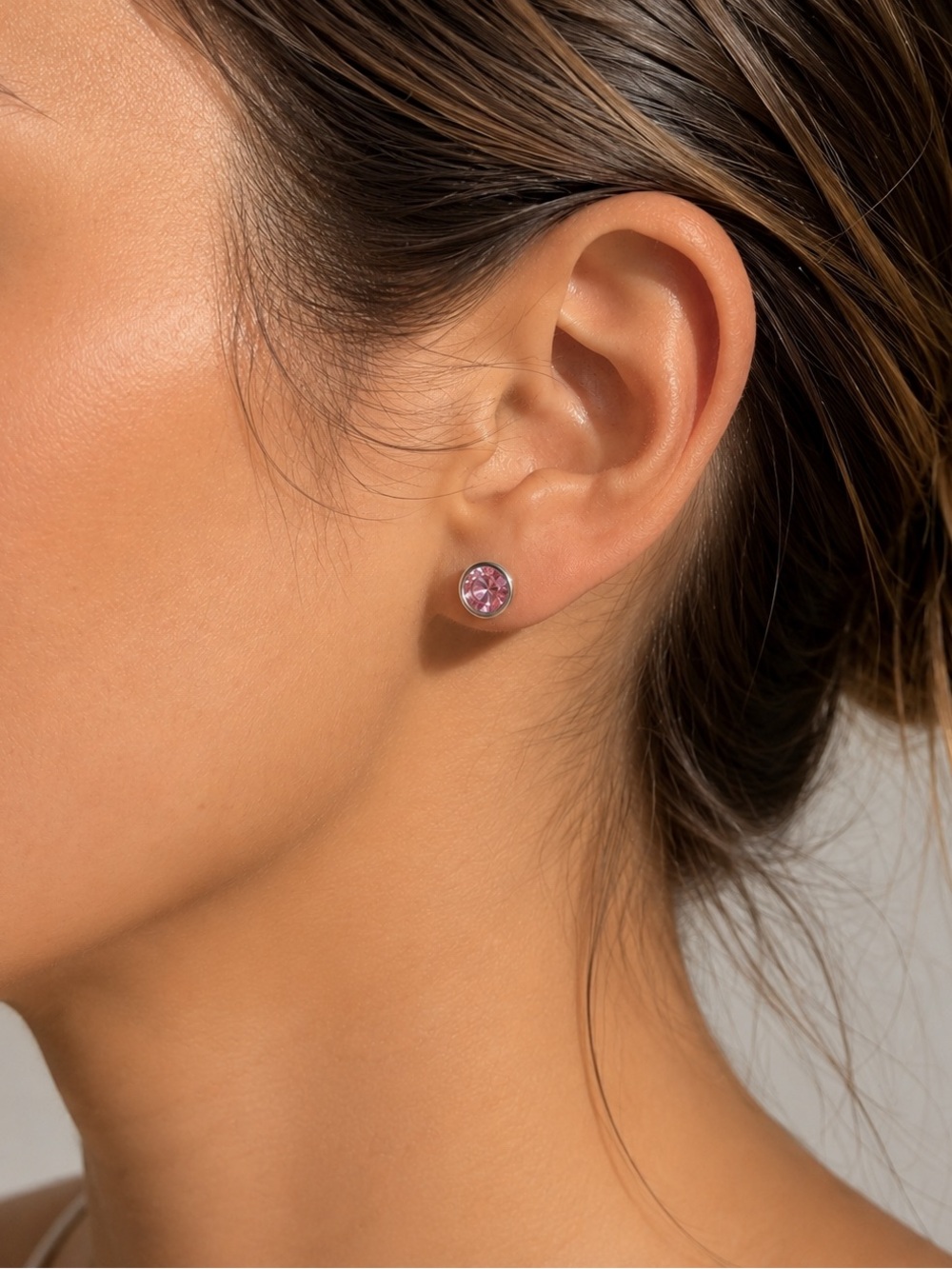 .925 pink stone earrings